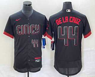 Mens Cincinnati Reds #44 Elly De La Cruz Number Black 2023 City Connect Flex Base Stitched Baseball Jersey3